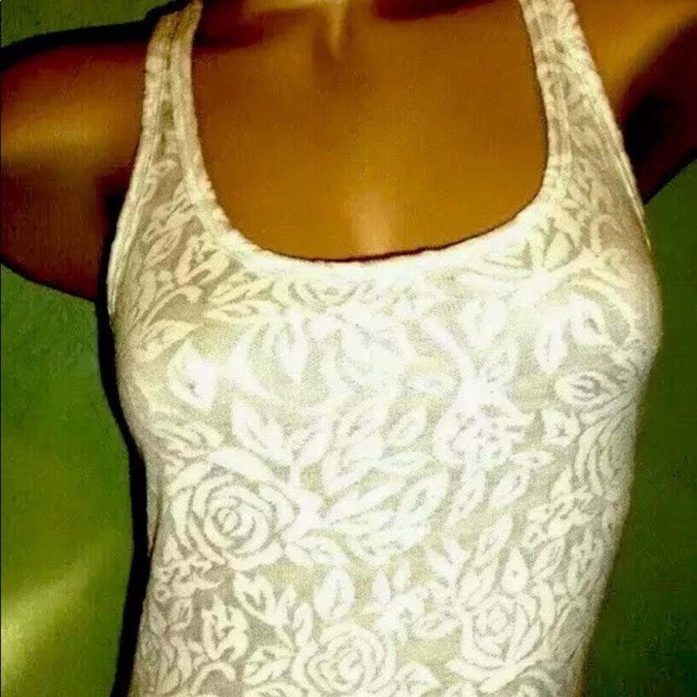 Abercrombie & Fitch ivory/gray fitted sleeveless
